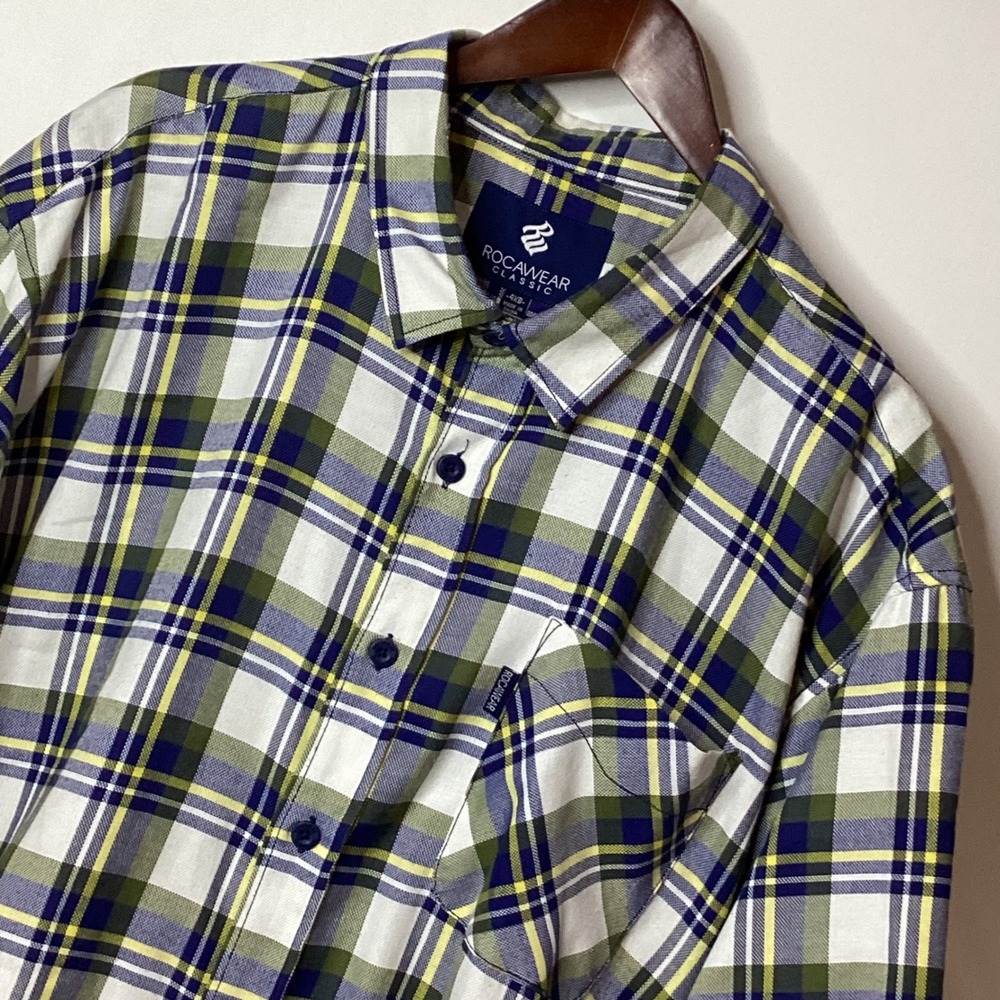 Rocawear Classic Mens Plaid Short Sleeve‎ Button Up Shirt Big Size 4XB
